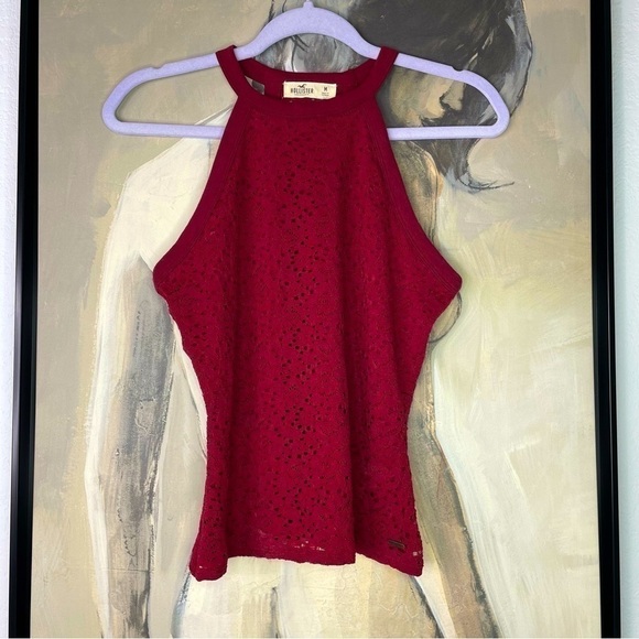 Hollister Maroon Lace Racerback Top - Picture 1 of 7